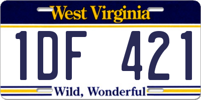 WV license plate 1DF421