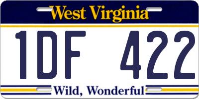 WV license plate 1DF422