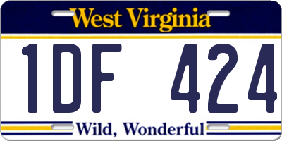 WV license plate 1DF424