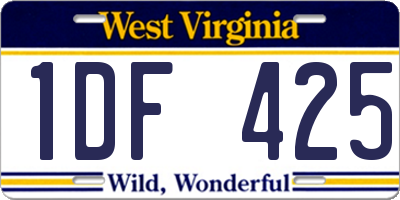 WV license plate 1DF425