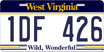 WV license plate 1DF426