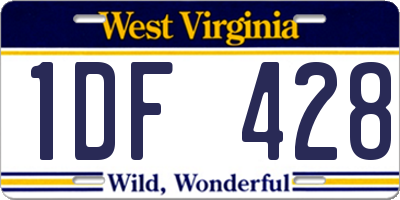 WV license plate 1DF428