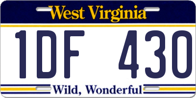 WV license plate 1DF430