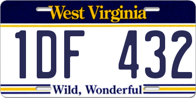 WV license plate 1DF432