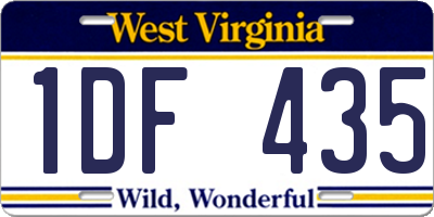 WV license plate 1DF435