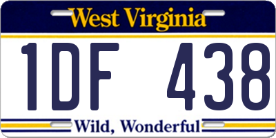 WV license plate 1DF438