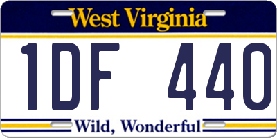 WV license plate 1DF440