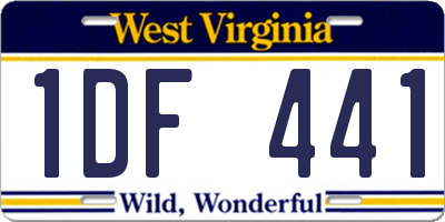 WV license plate 1DF441