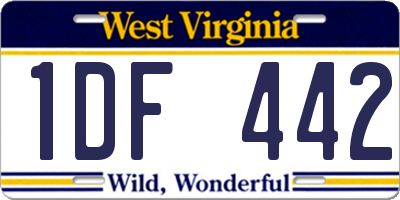 WV license plate 1DF442