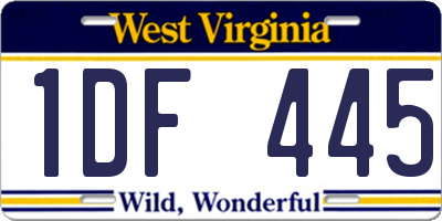 WV license plate 1DF445