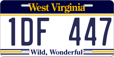 WV license plate 1DF447