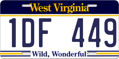 WV license plate 1DF449