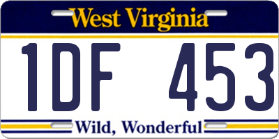 WV license plate 1DF453