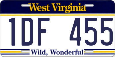 WV license plate 1DF455