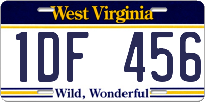 WV license plate 1DF456
