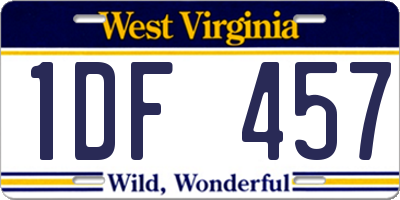 WV license plate 1DF457