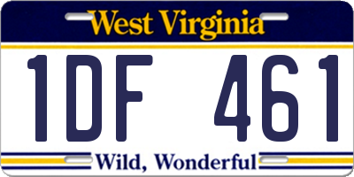WV license plate 1DF461