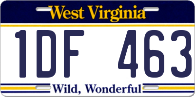 WV license plate 1DF463