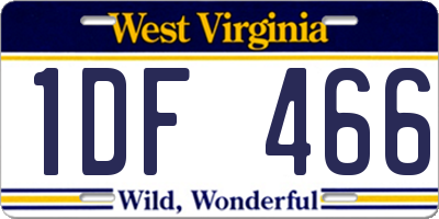 WV license plate 1DF466