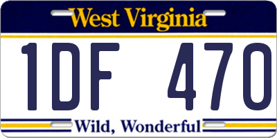 WV license plate 1DF470