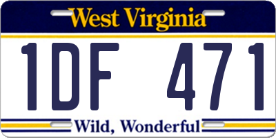 WV license plate 1DF471