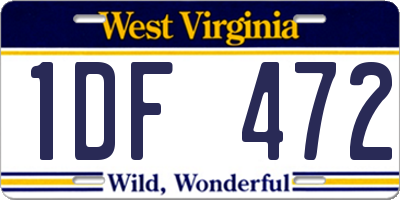 WV license plate 1DF472