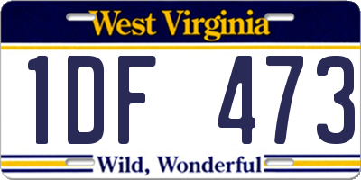 WV license plate 1DF473