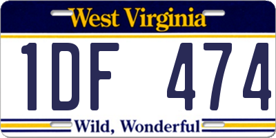 WV license plate 1DF474