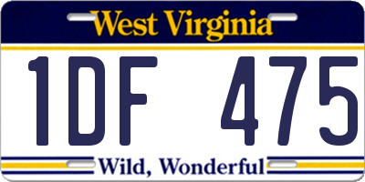 WV license plate 1DF475