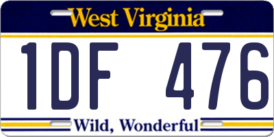 WV license plate 1DF476