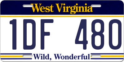 WV license plate 1DF480