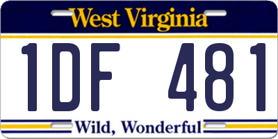 WV license plate 1DF481