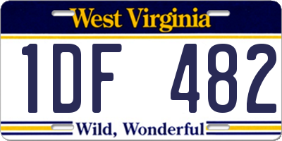 WV license plate 1DF482