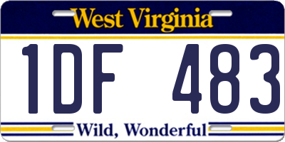 WV license plate 1DF483
