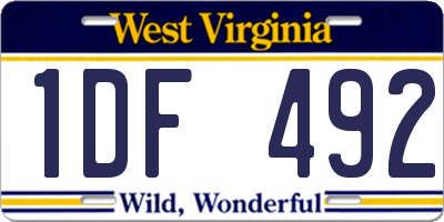 WV license plate 1DF492