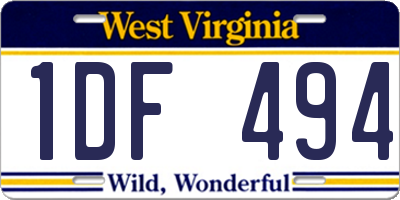 WV license plate 1DF494