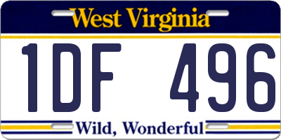 WV license plate 1DF496