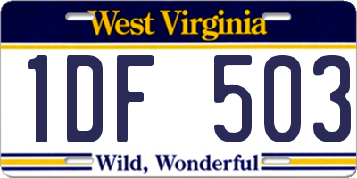 WV license plate 1DF503