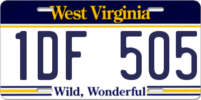 WV license plate 1DF505