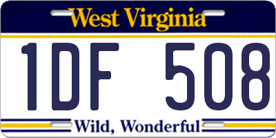 WV license plate 1DF508