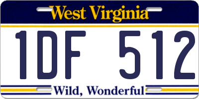 WV license plate 1DF512