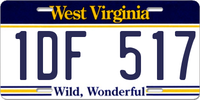 WV license plate 1DF517