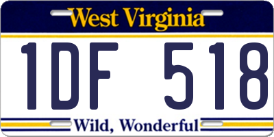 WV license plate 1DF518