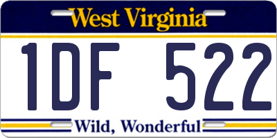 WV license plate 1DF522