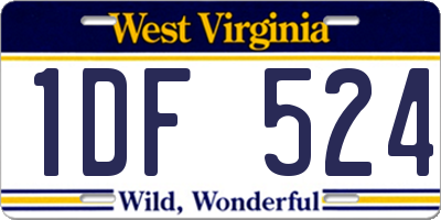 WV license plate 1DF524