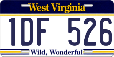 WV license plate 1DF526