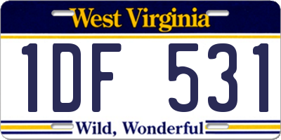 WV license plate 1DF531