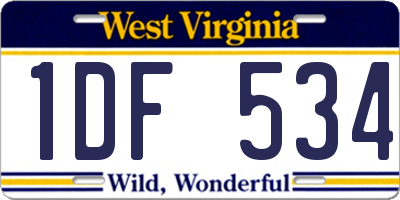 WV license plate 1DF534