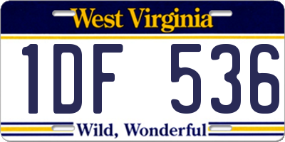 WV license plate 1DF536