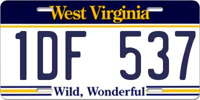 WV license plate 1DF537